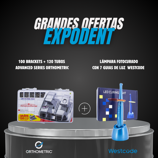 1 Kit de 100 Casos Brackets con 120 Tubos Advanced Series Orthometric + 1 Lámpara fotocurado con 7 guias de luz Westcode