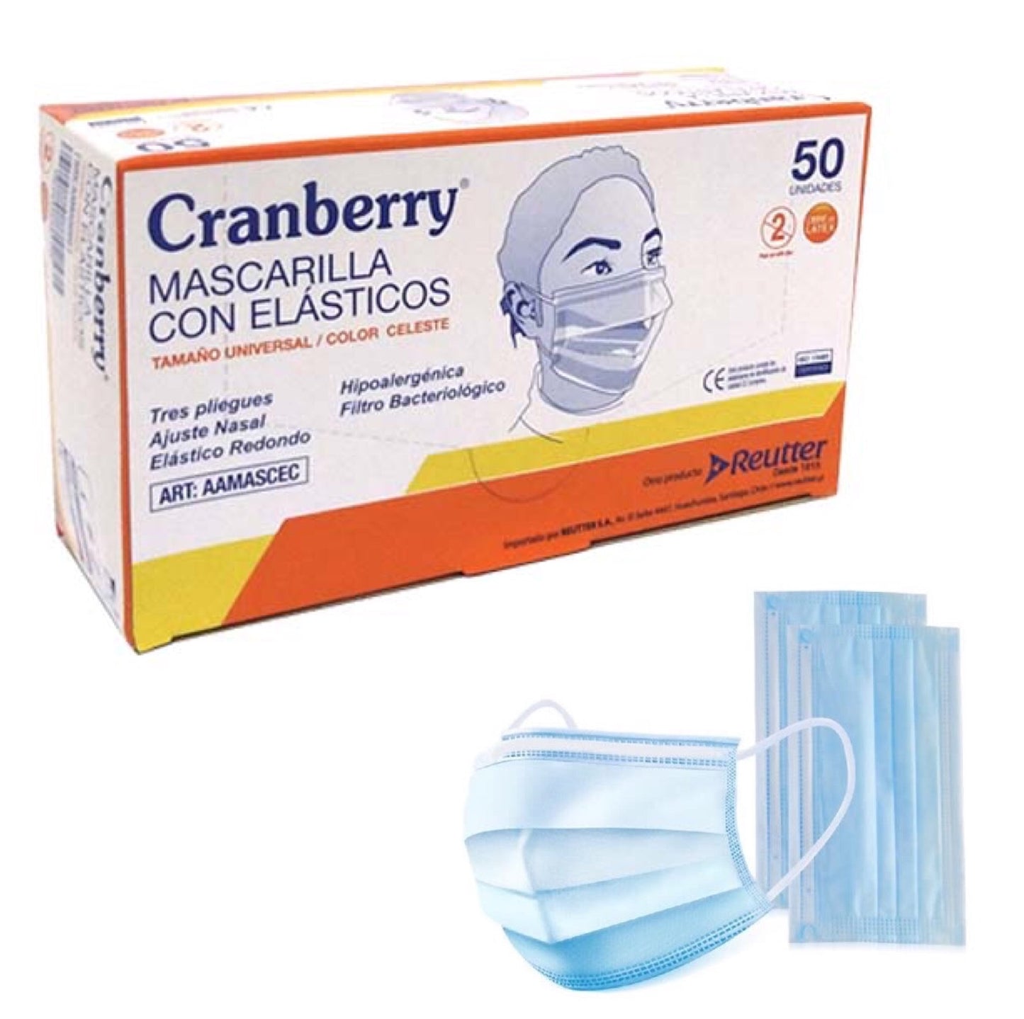 Mascarillas 3 pliegues - Cranberry